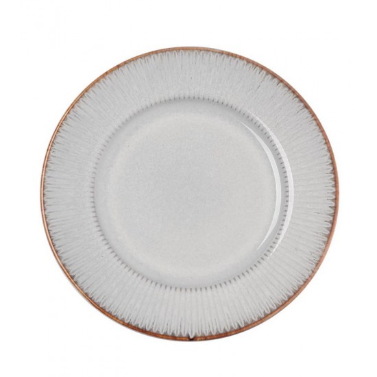 Prato Avulso Sobremesa 20,5cm De Cerâmica Linear Cinza